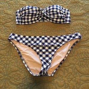 J. Crew Factory Gingham Bikini Swimsuit, Size L